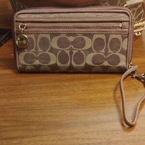 Coach Purple and Tan Wristlet